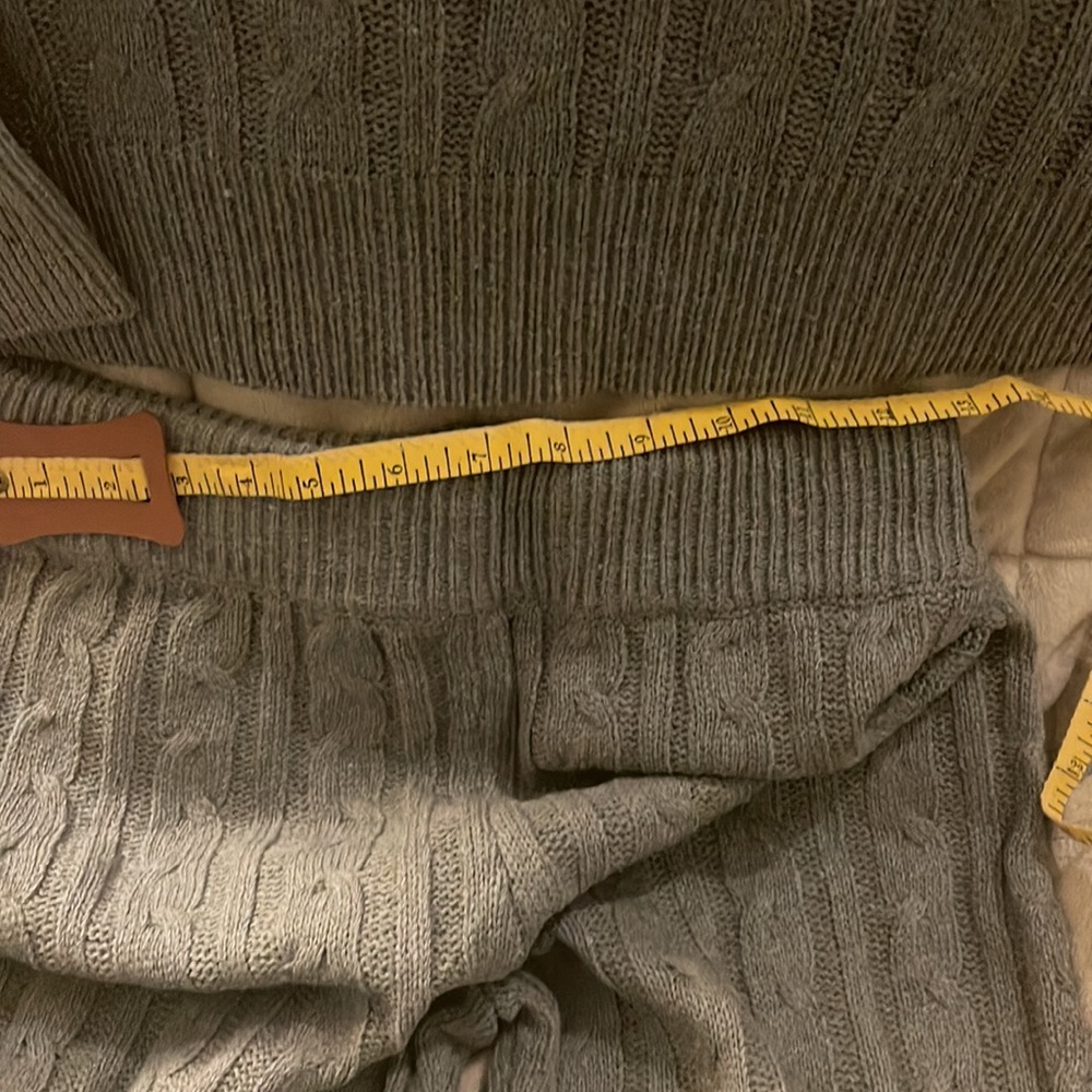 Gray Solid Knit Two Piece Pant Set - image 3